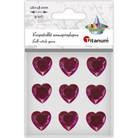 Corazones fucsia autoadhesivos, 9 unidades