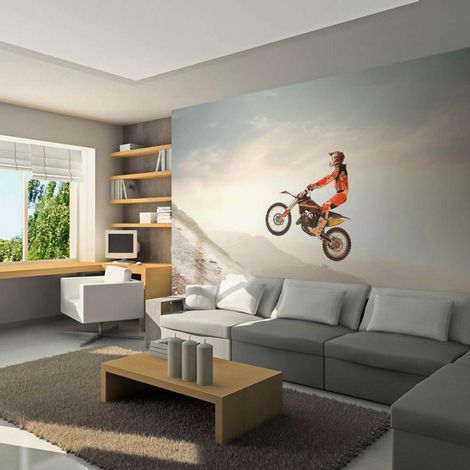 Papier peint motocycliste sportif - 250 x 193 cm