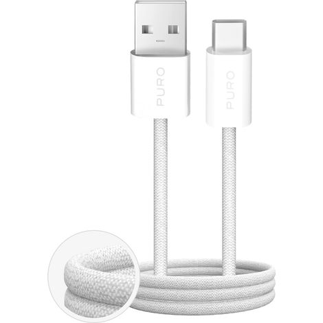 Cable trenzado USB-A - USB-C Fabrik 2.0 de 10 W y 1,5 m - blanco