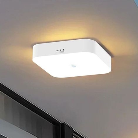 Plafonnier carré rechargeable à détecteur de mouvement - Usage intérieur et extérieur (1/5)