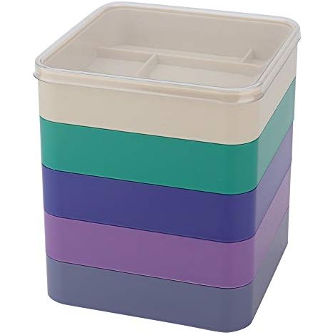Boîte de rangement pour montres en plastique à 5 niveaux, adaptée au rangement de pièces de montres, de mouvements et d'accessoires. (1/4)