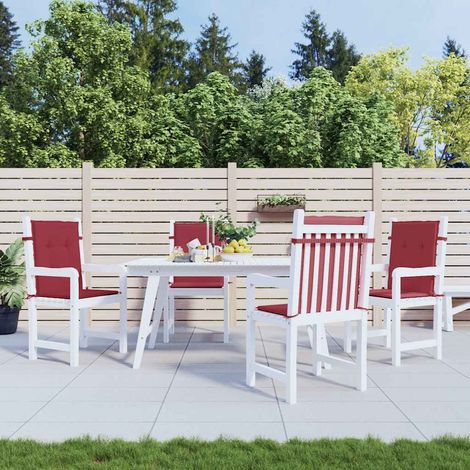 vidaXL Cojín silla jardín respaldo bajo 4 uds tela Oxford rojo tinto (1/5)