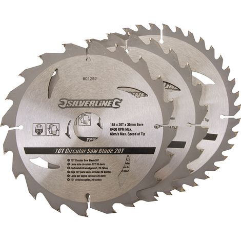 3 x Hartmetall Kreissägeblätter Set 184 x 30 mm mit 20, 24 u. 40 Zähnen