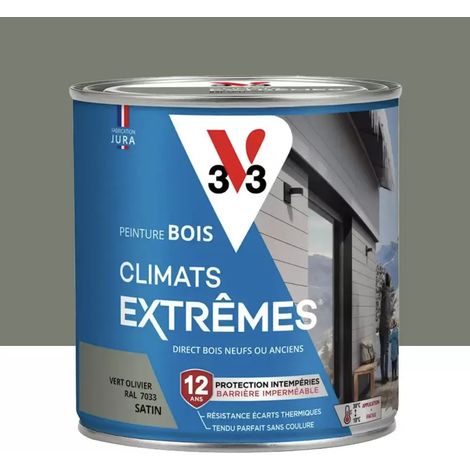 Peinture bois V33 Climats Extrêmes Satin Vert Olivier 0,5 L (1/3)