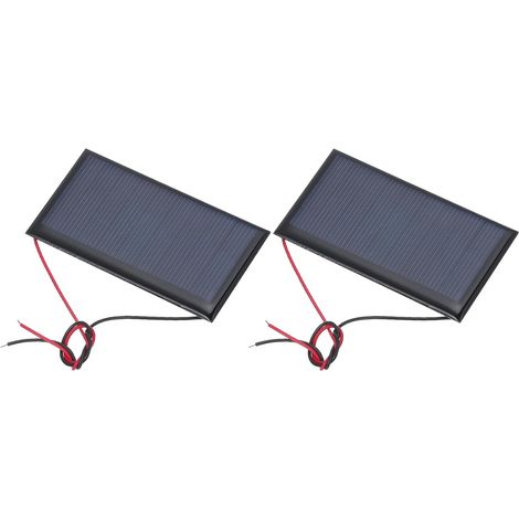 2 Pcs Panneaux Solaires Miniatures 4.5V 0.36W 80mA, Petits Panneaux Solaires Polycristallins Avec 2 Câbles Pour Kits De Matériaux De Jouets Électriques DIY, 77.5mm x 40.5mm (1/5)