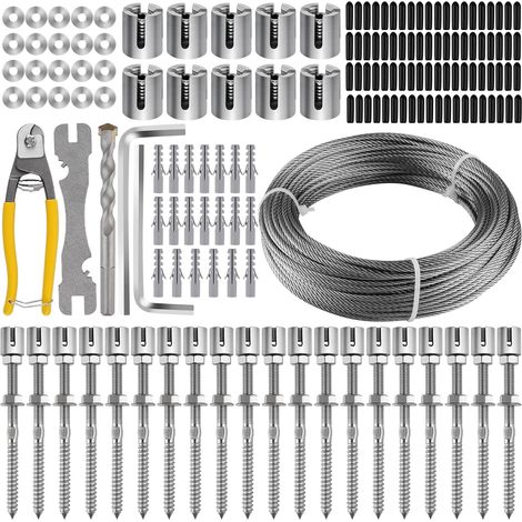 30M Garden Trellis for Climbing Plants, Heavy Duty Stainless Steel Cable, Wire Mesh System Kit with Cross Clamping, Wall Mount for Vines, Flowers and Vegetables (1/5)