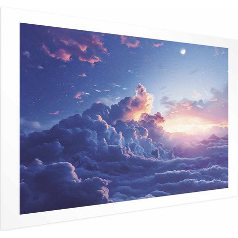 Plakat – Nachtkonzert in den Bergen: Wolken, erleuchtet von den letzten Sonnenstrahlen (1/4)