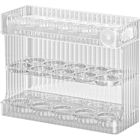 30 Count Flip Fridge Egg Tray Container PET Auto Keep Eggs Fresh Flip Egg Tray Container for Refrigerator Dooor Translucent Color