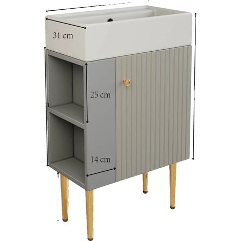 Mobilier de salle de bain, design gain de place, assemblage facile, Argent (1/2)