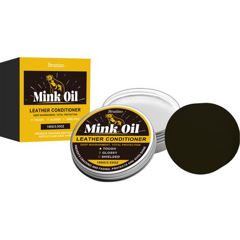 Baume pour cuir à l'huile de vison, idéal pour les canapés, les chaussures et autres articles en cuir. Crème nettoyante, détachante, raviveuse et nourrissante – 100 g -- AKRACING (1/5)