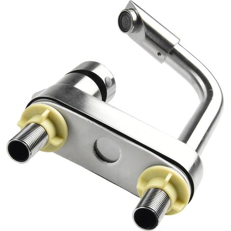 Robinet de lavabo - inox - monocommande - eau chaude/froide (1/5)