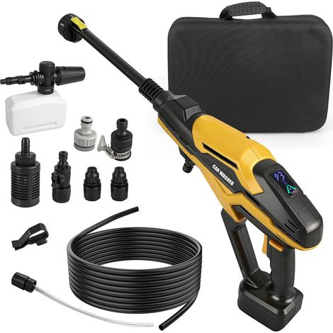 Nettoyeur Haute Pression sans Fil pour 18/20 V, Portable 68 Bar avec 3 Niveaux réglables, buse de pulvérisation 6 en 1, pour arrosage du Sol de la Voiture (1/5)