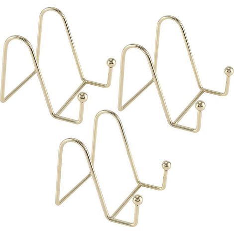Lot de 3 présentoirs à assiettes en fer doré, chevalet, support de présentation en métal pour assiettes et bols décoratifs. (1/5)