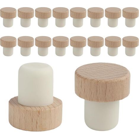 Set mit 16 T-förmigen Korken, Holzkorken für Weinflaschen, T-förmige Holzkorken für Wein- und Bierflaschen, Korken für Holzflaschen (1/5)