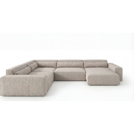 PABLO - Canapé panoramique tissu lisse Beige (1/5)
