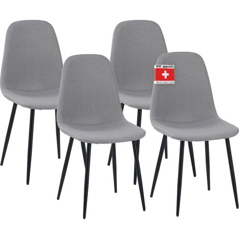 Albatros Esszimmerstuhl BARI mit Stoff Bezug, 4er Set Grau, stilvolles Vintage Design, belastbar mit 110Kg, Polsterstuhl - Moderner Küchenstuhl (1/5)