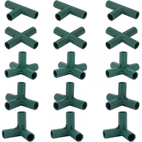 Connecteur Serre - ABS - Pour Tube 16 mm - Angle Droit T-Joint Croix L-Joint - Jardin Potager Serre Maison - Lot de 15