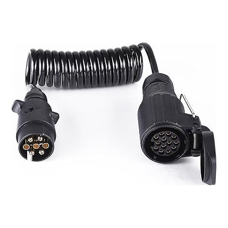 Trailer Extension Cable 1.5M with 7 and 13 Pin Plug, 12V 7 to 13 Pin Adapter, 7 Wire Spiral Cable for Car Truck Caravan (1/5)