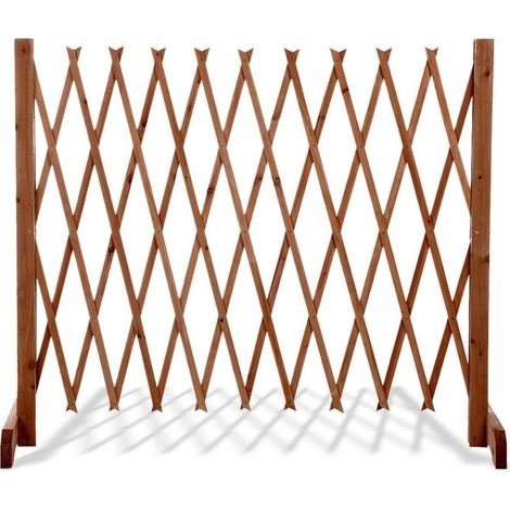– Barrière de sécurité extensible 90 cm – Installation facile sans accessoires – Pour animaux de compagnie – Bois brut – Dimensions 1,40 m à 1,50 m (1/5)