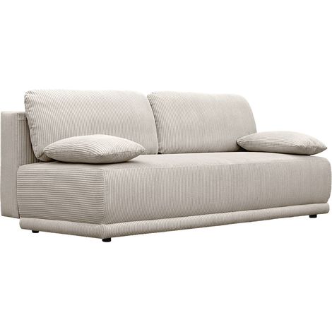 sweeek - 3-Sitzer Schlafsofa mit Cordbezug und Stauraum, Cord, Greige