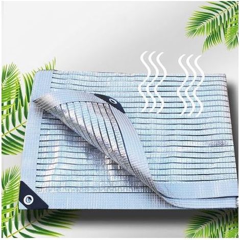 TAISHENGDA - 75% reflektierendes Aluminium-Schattennetz, Schattierungsnetz, UV-beständiges Schattierungsgewebe, winddichtes Sonnensegel, für Carport/Blumen/Gewächshauspflanzen, Silber (2x2m) (1/5)