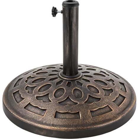 Relaxdays Base per ombrellone, per aste Ø 34–48 mm, Ø 49 cm, Vintage, nero/bronzo