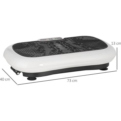 Plataforma vibratoria fitness 200W con 2 bandas, 99 niveles, carga máx. 120 kg, blanca DESVIAE