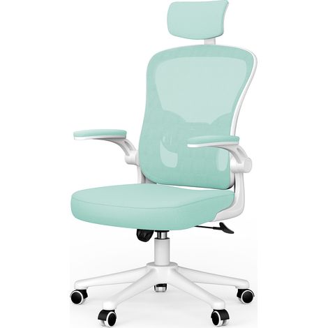 Office Chair Ergonomic Desk Chair Executive Swivel Computer Chair with Headrest Max Load 150kg Green/White (1/5)