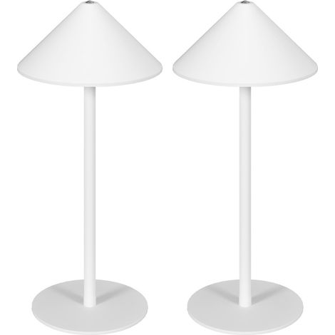 Lámpara de mesa LED recargable 2 piezas blanca metálica con 3 temperaturas de color y tacto (1/5)