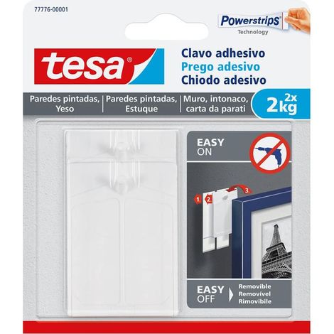 Colgador hog 2kg adh reut clavo pl bl pared pint 2 pz tesata (1/5)