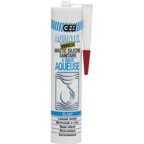 GEB – Mastic silicone Aquatex blanc 300ml – Application intérieure et extérieure – Séchage rapide – Étanchéité durable (1/7)