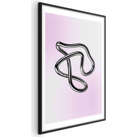 Poster – Silberne Feinheiten – eine fließende, metallische Figur auf einem Farbverlaufshintergrund (1/4)