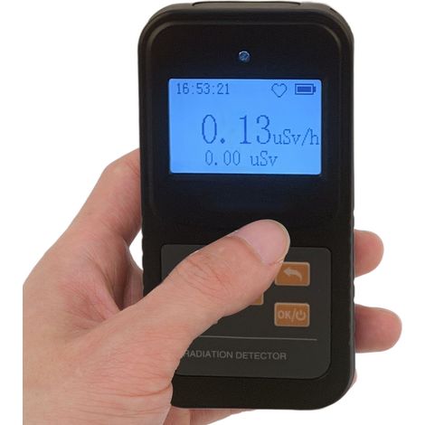 Détecteur de rayonnement nucléaire haute sensibilité, 2 modes d'alimentation, double alarme, compteur Geiger portable pour l'industrie, noir (1/5)