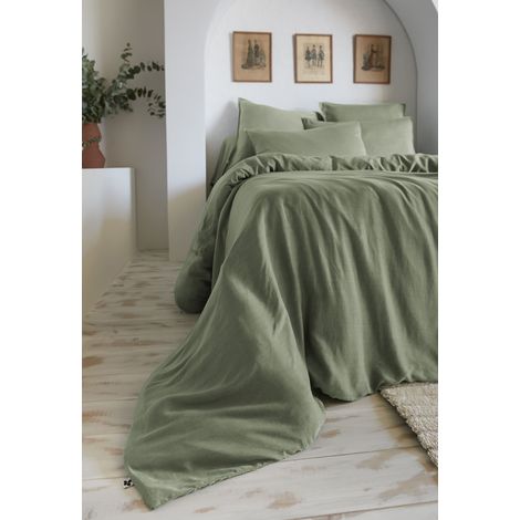 Housse de couette 140 x 200 cm – Lyocell Uni – LYSANDRE – Thym (1/5)