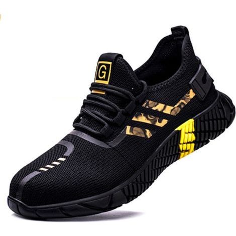 Chaussures de Securité Légère Chaussure de Chantier Protection Embout en Acier Respirantes Antidérapantes Baskets de Sécurité Chaussures de Travail Homme Femme Unisexe Taille 41 Eu, Jaune