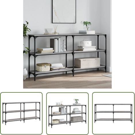 The Living Store Table console sonoma gris 150x29x75 cm bois d'ingénierie - Table Basse - Table D'appoint - Meuble D'entrée - Table Console - Mobilier Moderne (1/5)