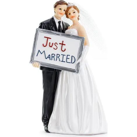 Adorno para tarta "Novios recién casados" 14,5 cm