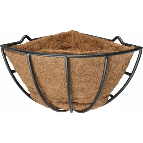 Panier jardinière mural d'angle - L 25,8 x H 27,5 cm - Acier au carbone, fibre coco - Livraison gratuite