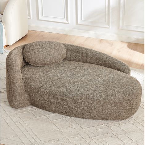 Canapé 1 place en teddyfleece, design arrondi, 170 x 96 x 62 cm, marron HAVRYA (1/5)