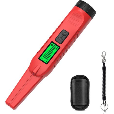 Detector de metales portátil e impermeable de 360° con luz LED, vibración e indicación sonora para joyas, oro, plata y hierro.