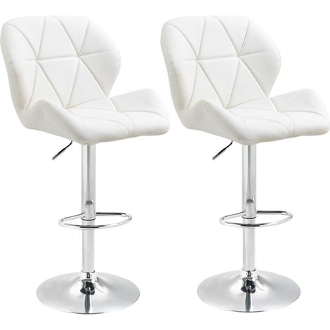 Set 2 Sgabelli da Bar 51,5x57,5x93-114,5 cm in Similpelle Bianche (1/5)