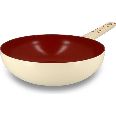 Wok 28cm en aluminium, CERISE (1/4)