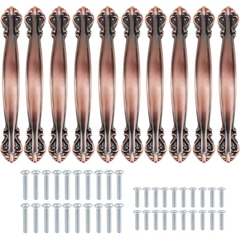 10 Pack Vintage Cabinet Handles Antique Arc Shape - 14.5cm Long Furniture Door Handles,Vintage Furniture Handle, Vintage Furniture Door Handle, Vintage Door Handle (96mm Hole Center to Hole Center) - (1/5)