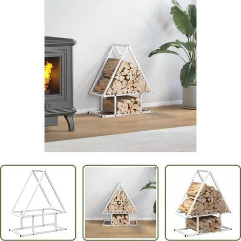 vidaXL Rangement bois - Portant de bois chauffage blanc 50x25x60 cm (1/5)