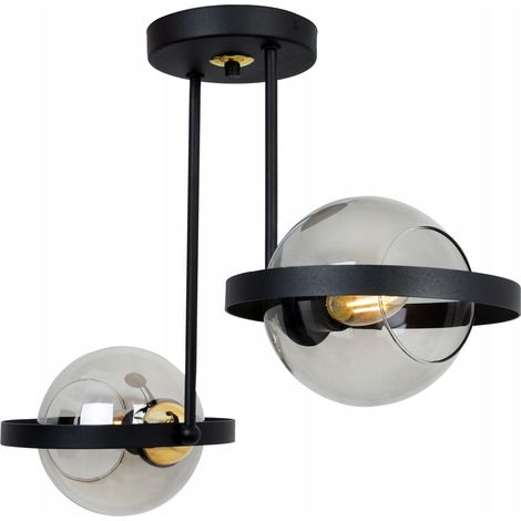 LAMPADA A SOSPENSIONE MODERNA IN VETRO CON ANELLO IN GRAFITE (1/5)