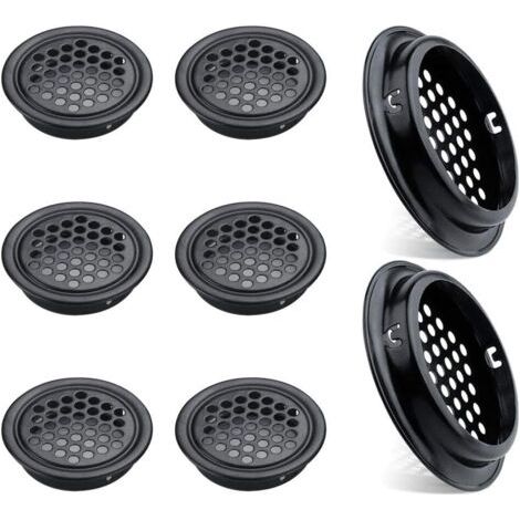 Set mit 8 runden Edelstahl-Lüftungsgittern für Küchenmöbel, Edelstahl-Lüftungsgitter (53 mm, Schwarz) (1/4)