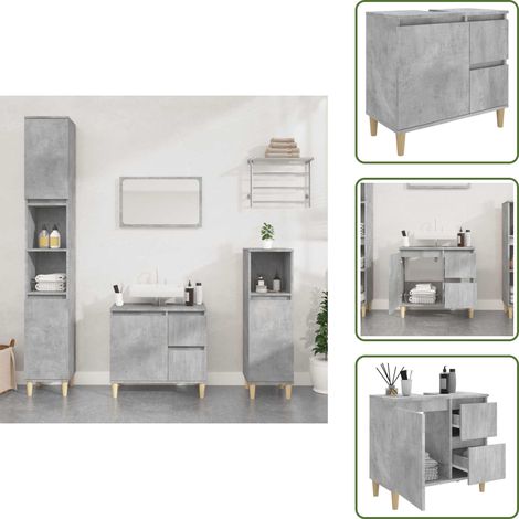 Armadietto grigio cemento - vidaXL Armadietto da Bagno Grigio Cemento 65x33x60cm Legno Multistrato - Armadietto in legno multistrato