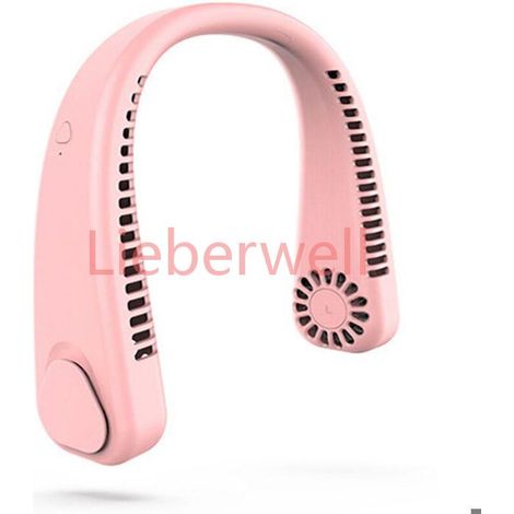 Ventilateur USB portable sans lames, pour cou, mini ventilateur rose pour extérieur, sport, bureau . (1/4)
