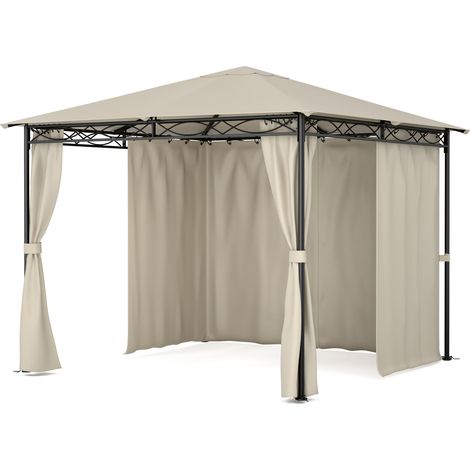 Blumfeldt Mondo gazebo da giardino tendone per feste 295x262x295 acciaio poliestere beige