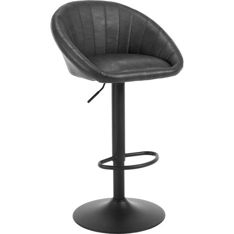 WOLTU Juego de 1 taburete de bar vintage de PU, sillas de bar giratorias ajustables, color antracita (1/5)